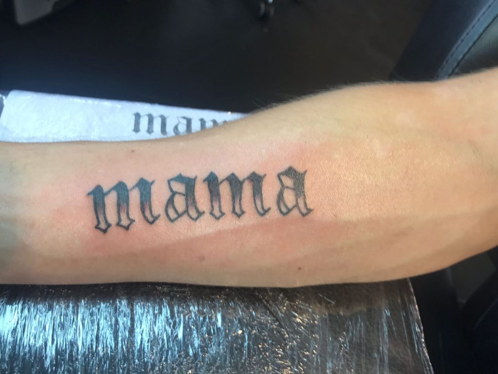 mama lettering tattoo